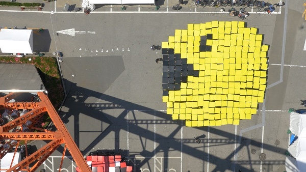 Tokyo, Japan- May 22, 2015: In celebration of Pac-Man's 35th Anniversary, fans set a Guinness World Record for the largest human Pac-Man at Toyko Tower for Columbia Pictures' PIXELS.