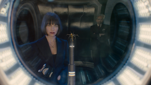 Marvel's Ant-Man L to R: Hope Van Dyne (Evangeline Lilly), the Yellowjacket suit, and Hank Pym (Michael Douglas) Photo Credit: Film Frame © Marvel 2015